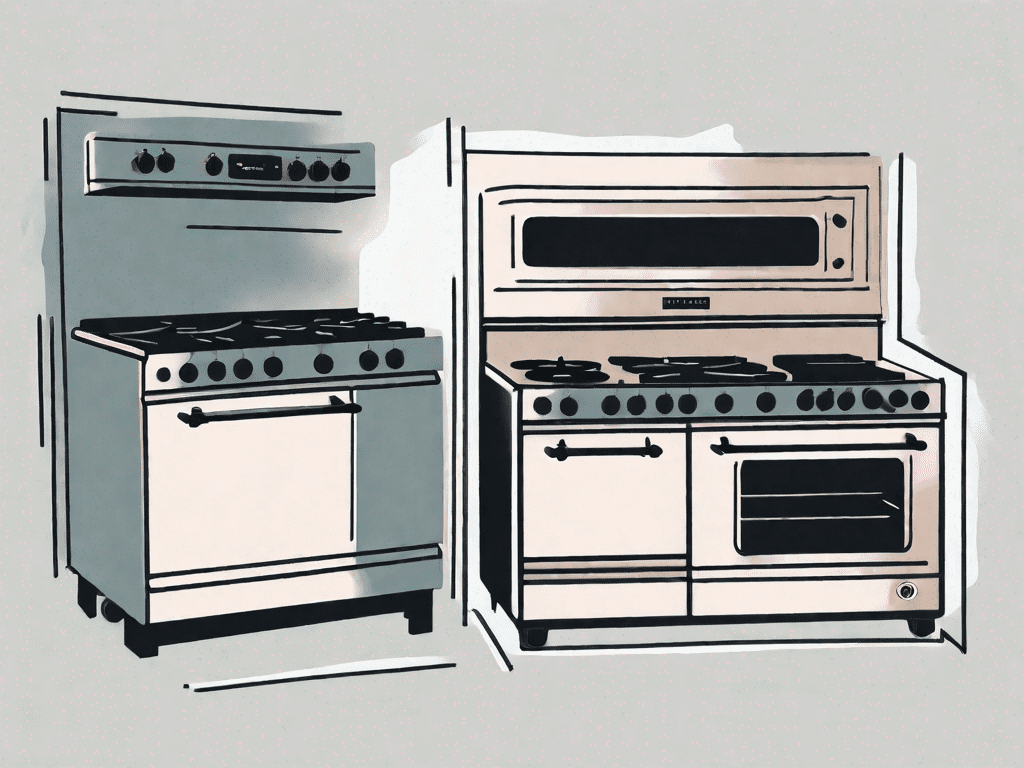 A dual fuel stove with an electric oven side by side with an all gas range