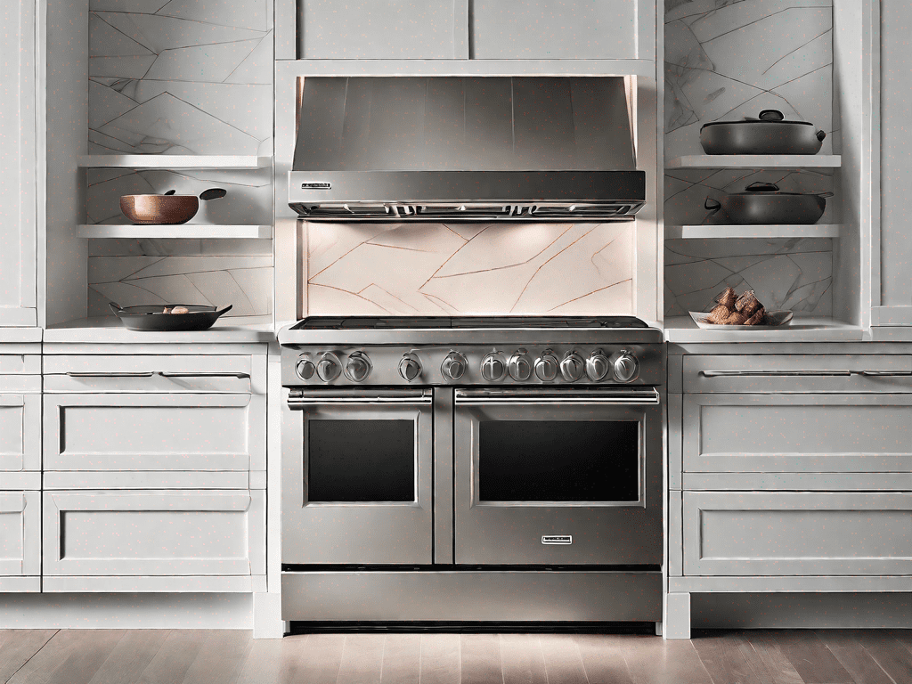 Two sleek double oven ranges side by side
