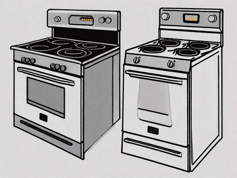 A double oven gas stove and a single oven gas stove side by side
