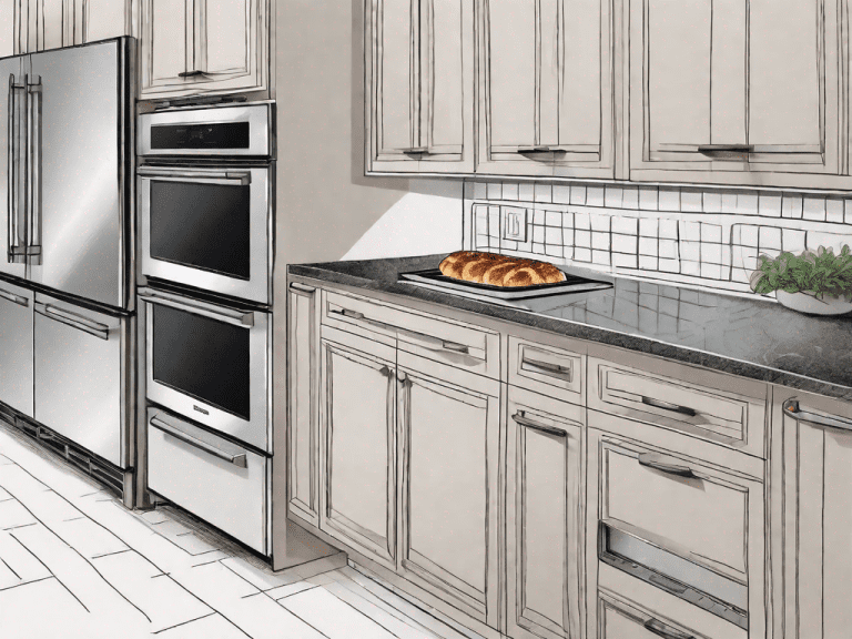 A countertop convection oven and a built-in wall oven side by side