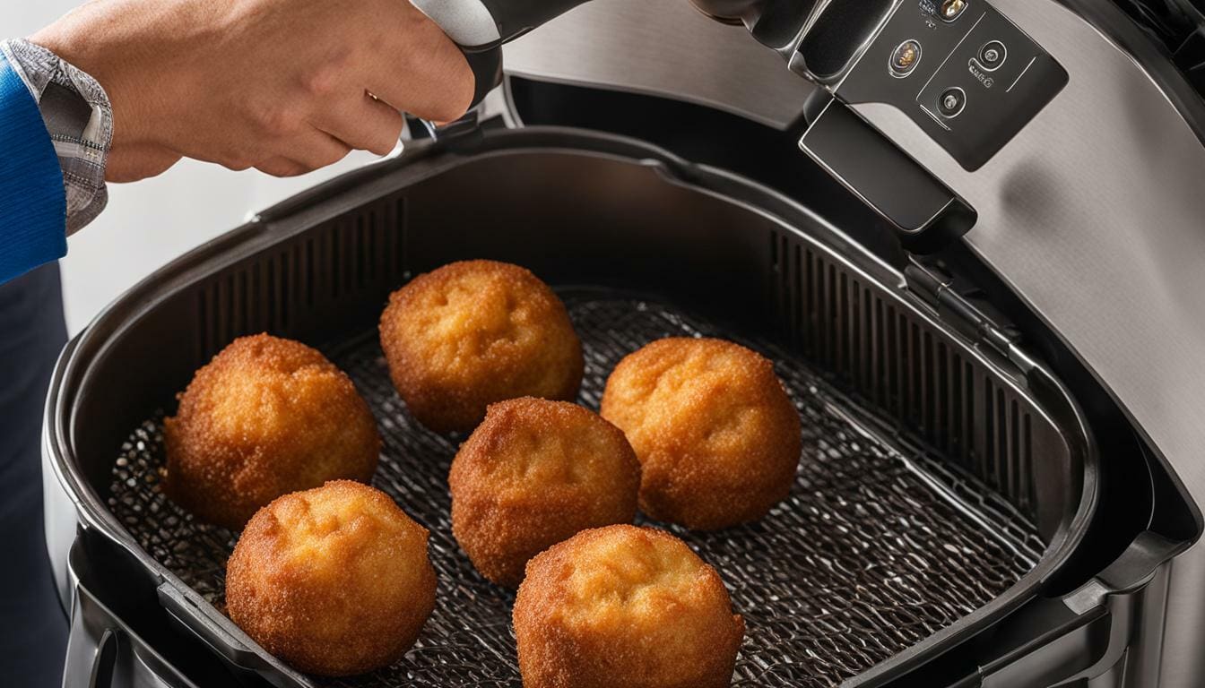 Frozen Hush Puppies in Air Fryer Spicy Buffalo