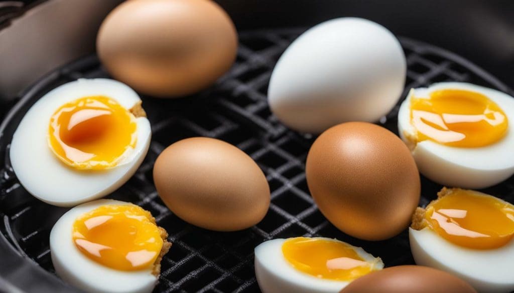 crispy soft boiled eggs in the air fryer