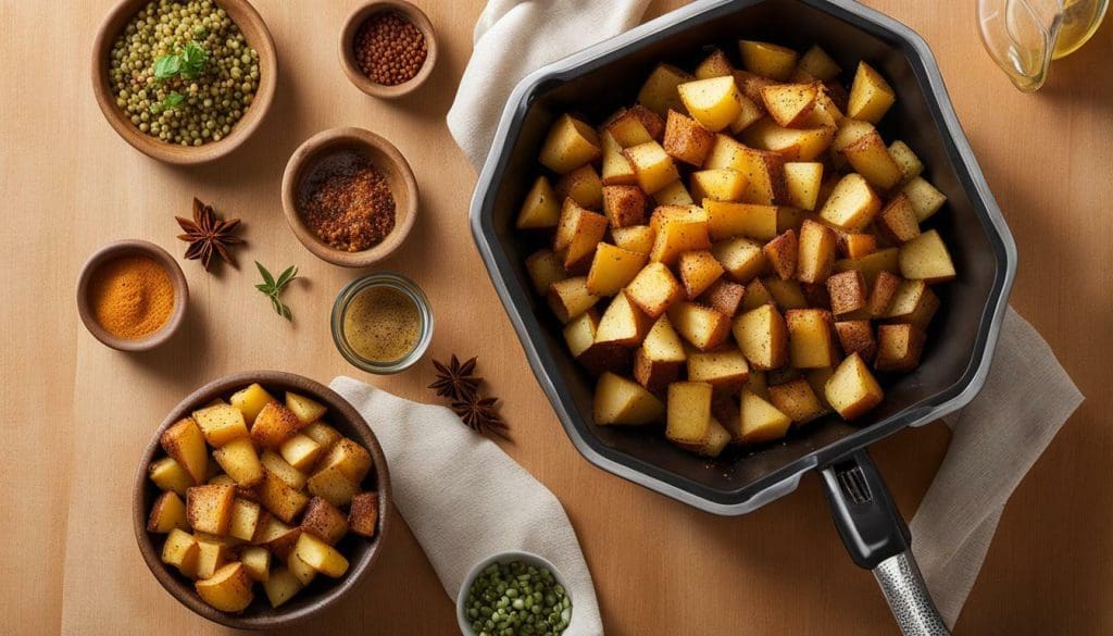 easy air fryer diced potatoes and spices