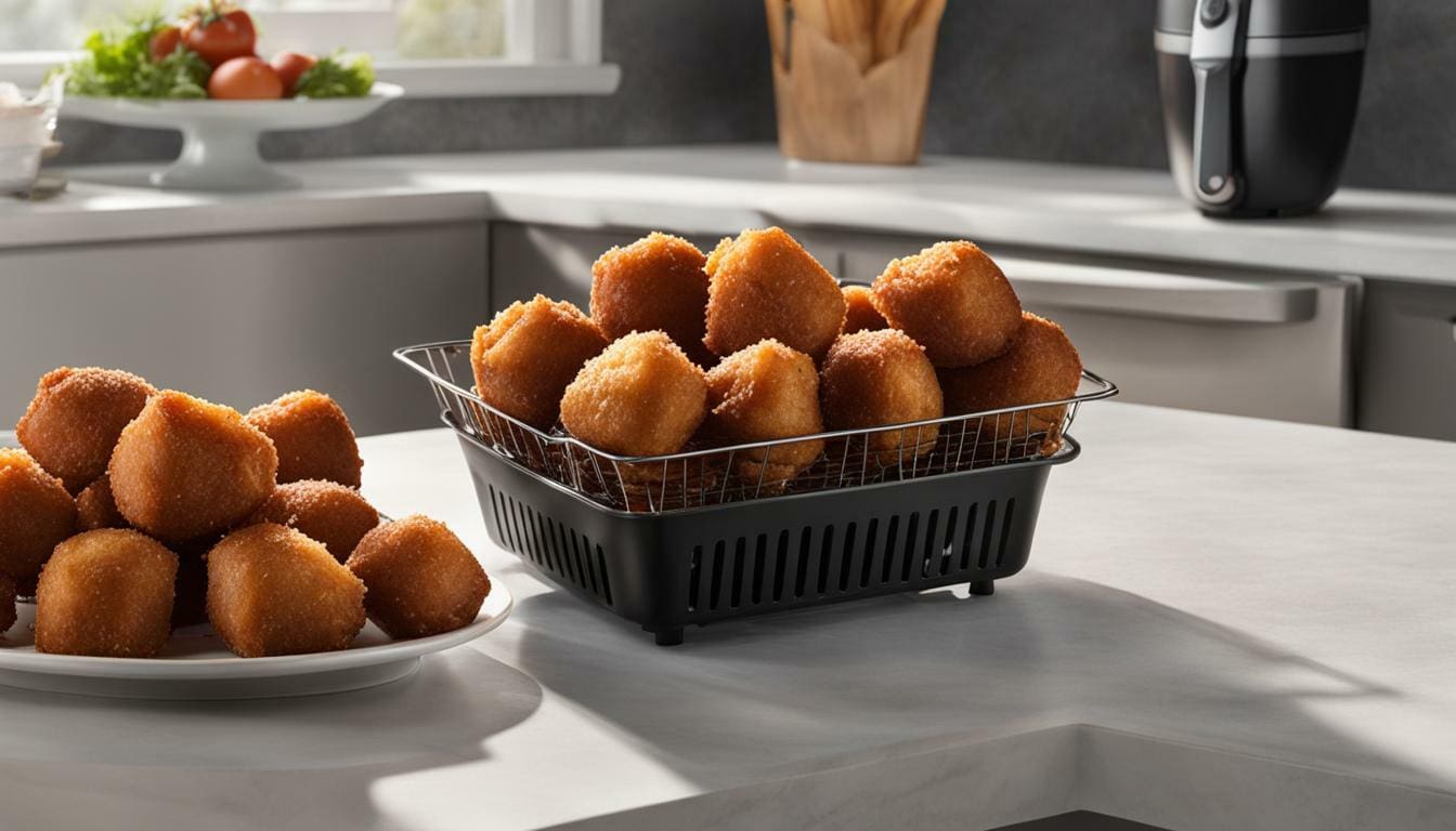 Frozen Hush Puppies in Air Fryer Spicy Buffalo