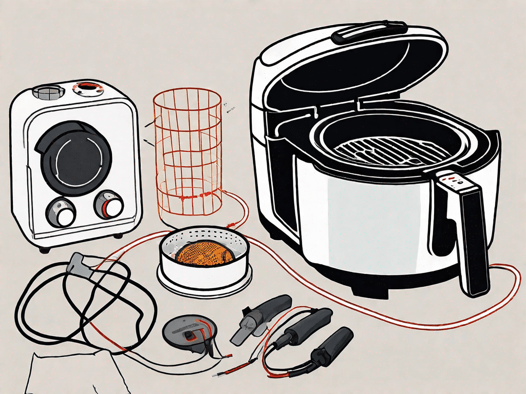 An air fryer being disassembled