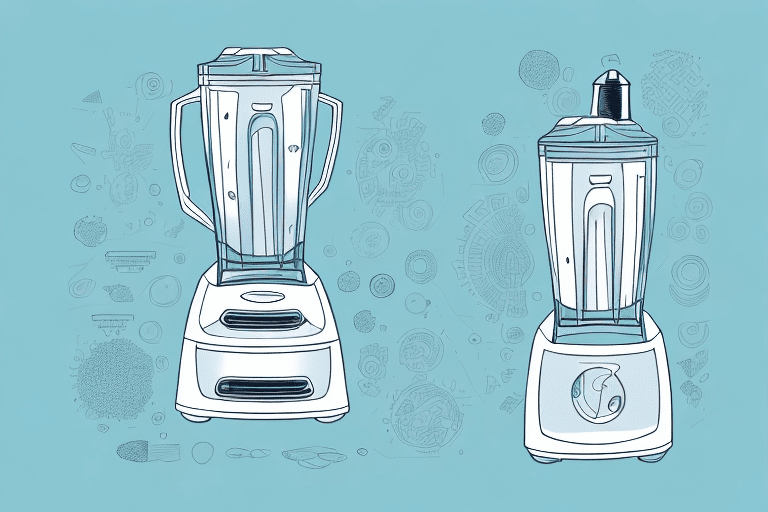 An oster blender with its components labeled