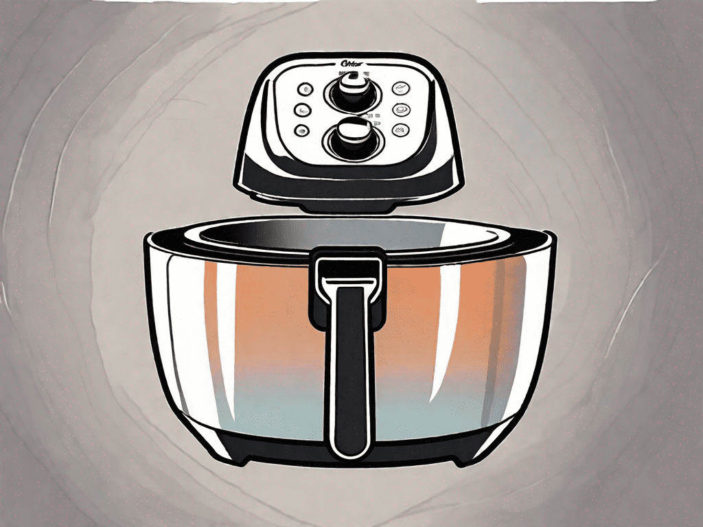 An oster air fryer with glowing heating elements