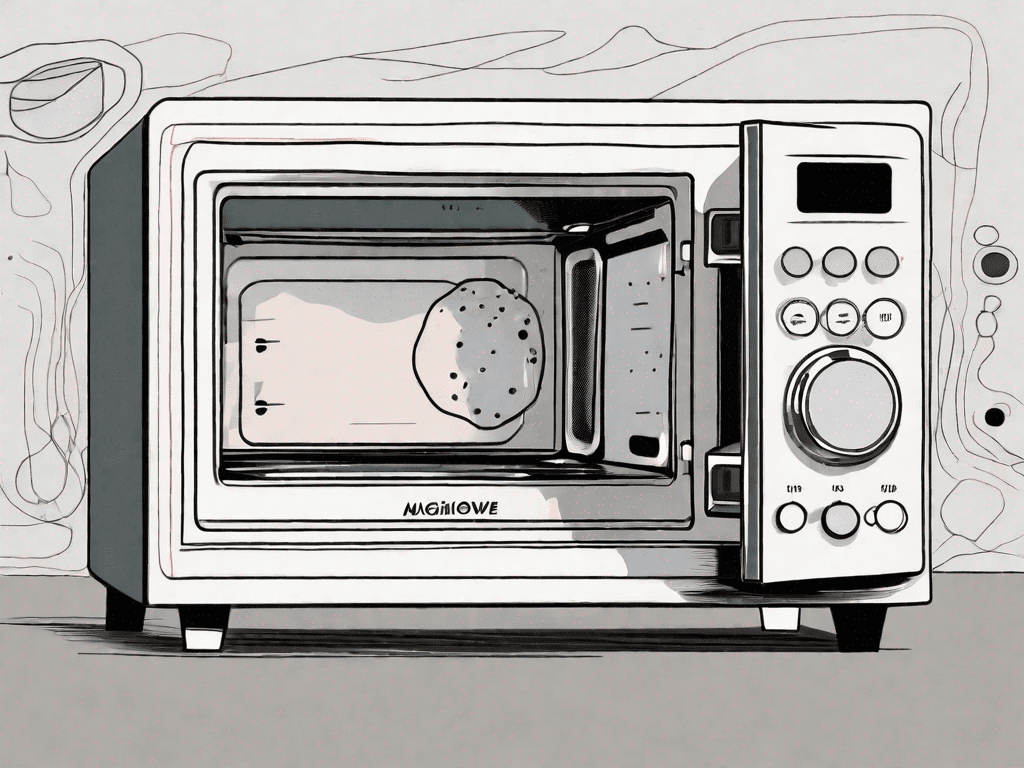 A wolf microwave with a few of its buttons highlighted or magnified