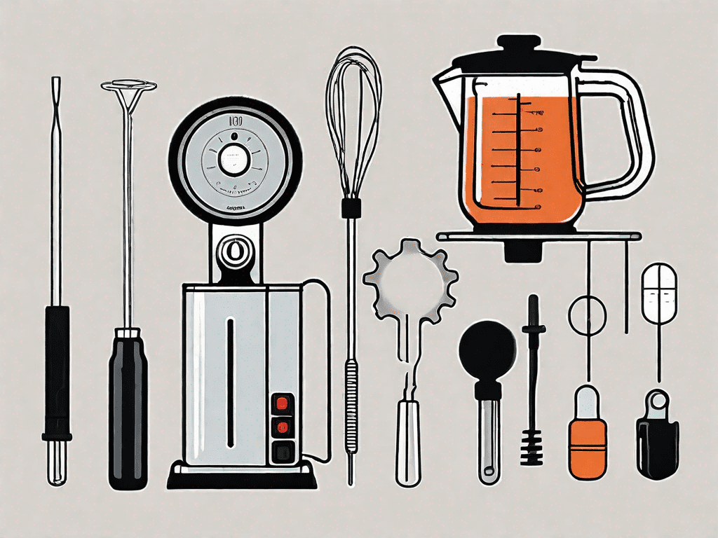 A bodum milk frother disassembled into various parts