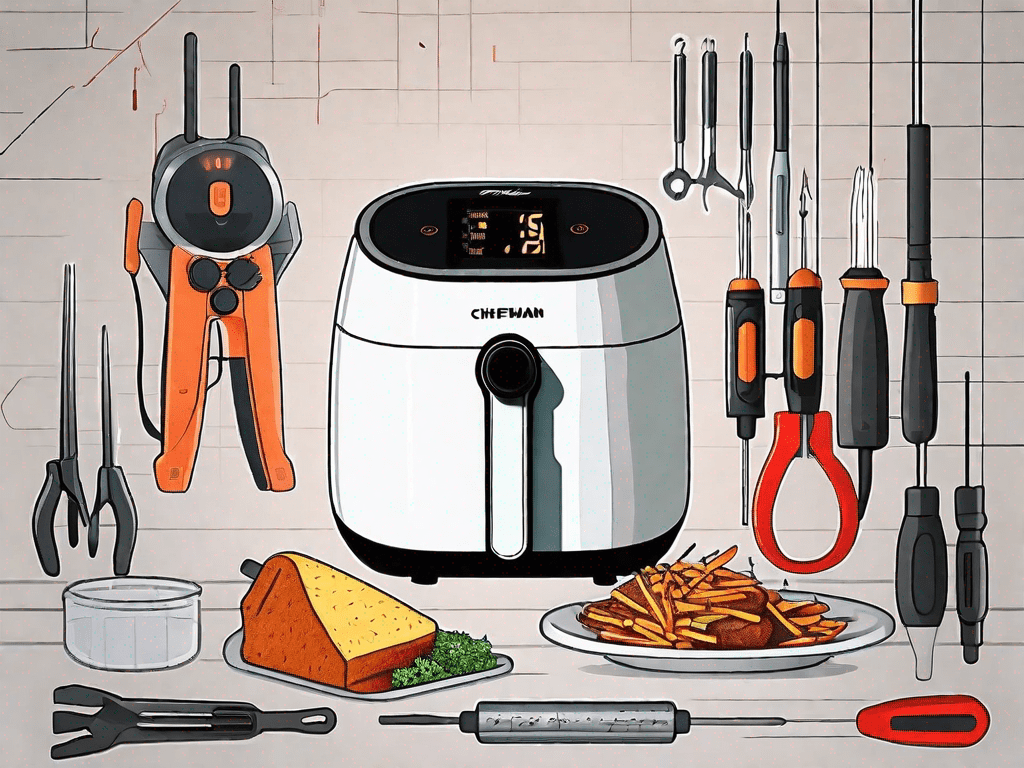 A chefman air fryer with a glitching digital touch screen