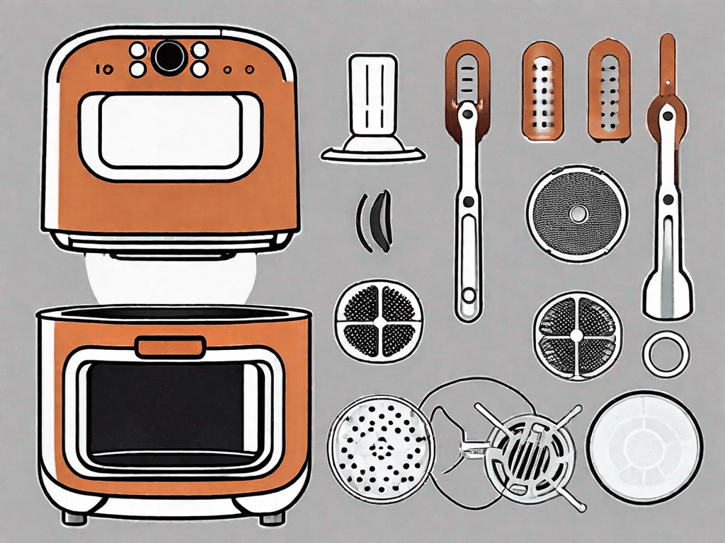 A dash air fryer with its parts disassembled