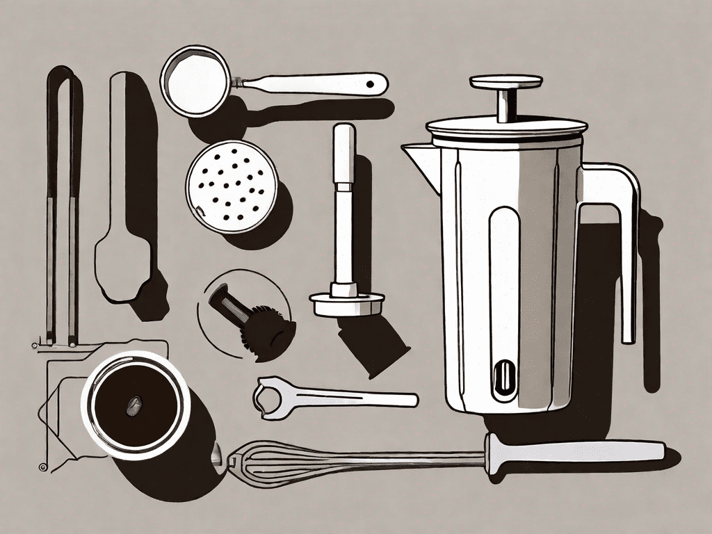 A terra kaffe milk frother disassembled into its component parts