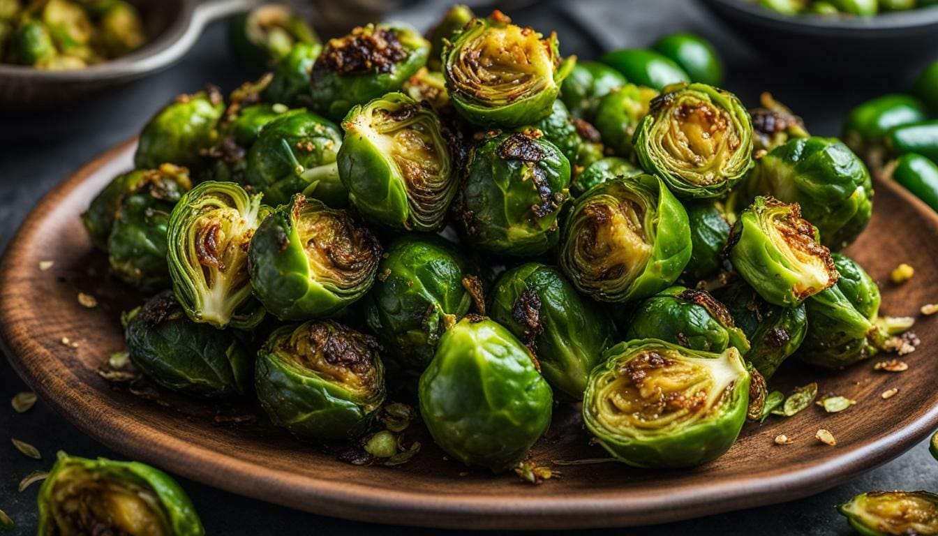 Air fried jalapeno brussel sprouts